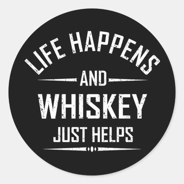 Whiskey hilft lustigen Zitaten Alkohol trinken Red Runder Aufkleber (Vorderseite)