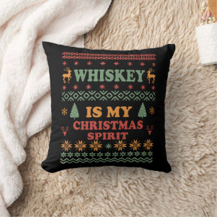 Whiskey ist mein Geist lustiger hässlicher Weihnac Kissen