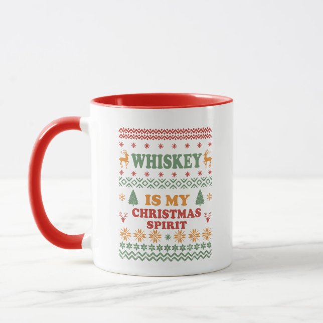 Whiskey ist mein Weihnachtsgeist lustig hässlicher Tasse (Links)