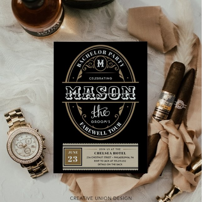 Whiskey Label Bachelor Party Bachelor Weekend Einladung (Von Creator hochgeladen)