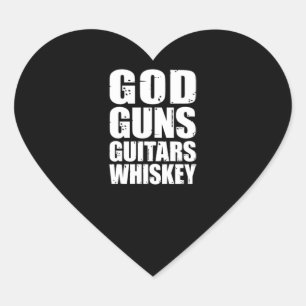 Whiskey Lover God Guns Guitars Whiskey Herz-Aufkleber