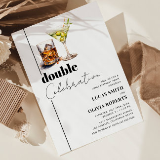 Whiskey & Martini Erwachsene Geburtstagsparty Einladung