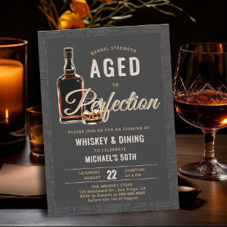 Whiskey Perfektion Modern Elegant 50. Geburtstag Einladung