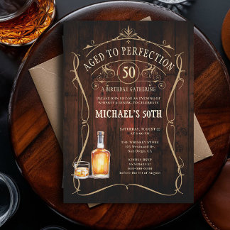 Whiskey Perfektion Rustikale Dunkle Holzoptik 50. Einladung