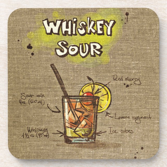 Whiskey Sour Cocktail Dessous de verre de boisson (Devant)