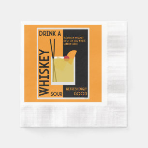 Whiskey Sour Cocktail Napkin Serviette