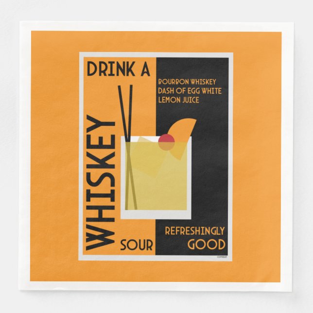 Whiskey Sour Cocktail Napkin Serviette (Vorderseite)