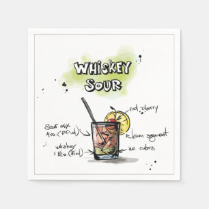 Whiskey Sour Drink Rezept Cocktail Napkin Serviette
