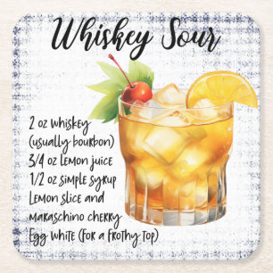 Whiskey Sour Rechteckiger Pappuntersetzer