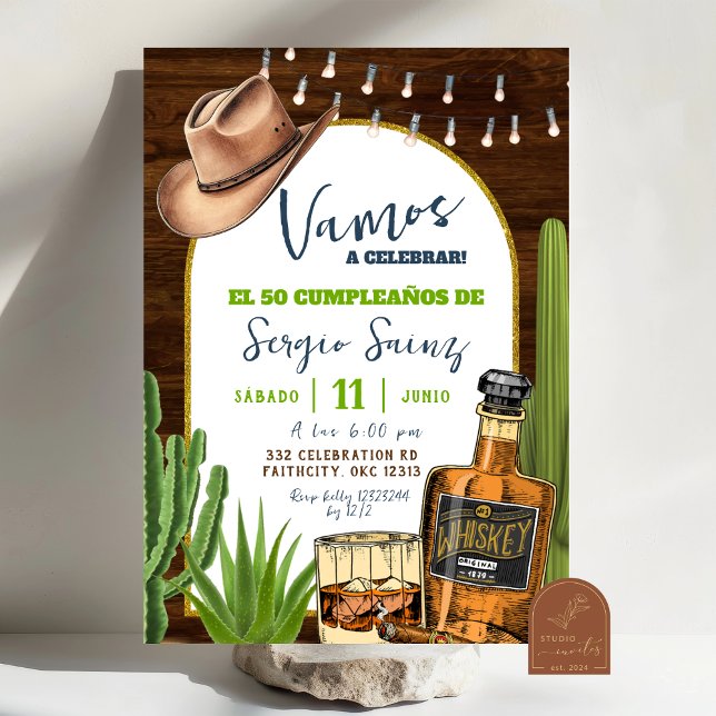 Whiskey Spanish Cowboy Birthday Invitation (Créateur téléchargé)