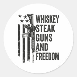 Whiskey Steak Guns and Freedom - Funny Gun Grillen Runder Aufkleber