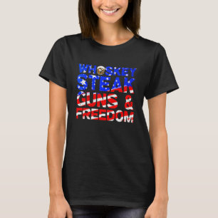 Whiskey Steak Guns And Freedom Retro US-Flagge 4. T-Shirt