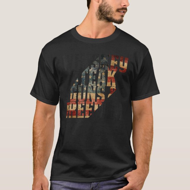 Whiskey Steak Guns & Freedom Patriotic Flag Vetera T-Shirt (Vorderseite)