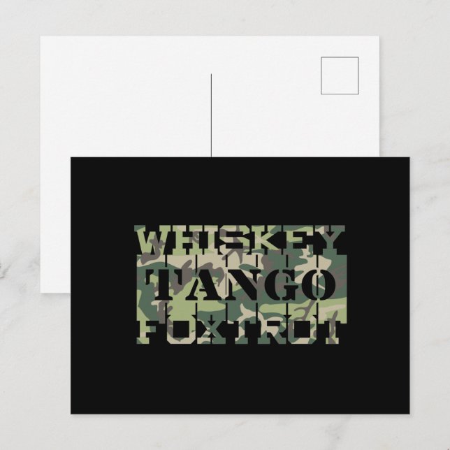 Whiskey Tango Foxtrot WTF Green Camouflage Postkarte (Vorne/Hinten)