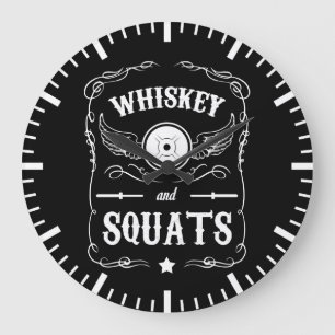 Whiskey und Squats - Motivierend "Gewichtheben" Große Wanduhr