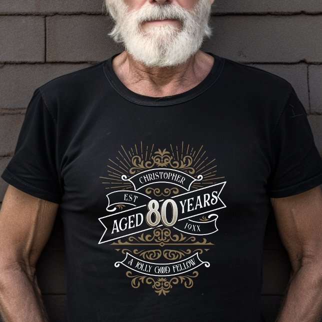 Whiskey Vintag Mens 80. Geburtstag T-Shirt (Von Creator hochgeladen)