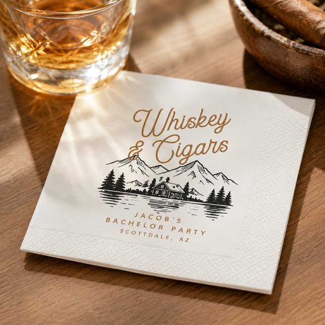 Whiskey & Zigarren Junggesellenabschied Blockhütte Serviette (Von Creator hochgeladen)