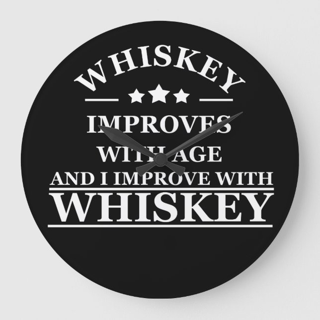 Whiskey zitiert lustige alkoholische Redewendungen Große Wanduhr (Vorderseite)