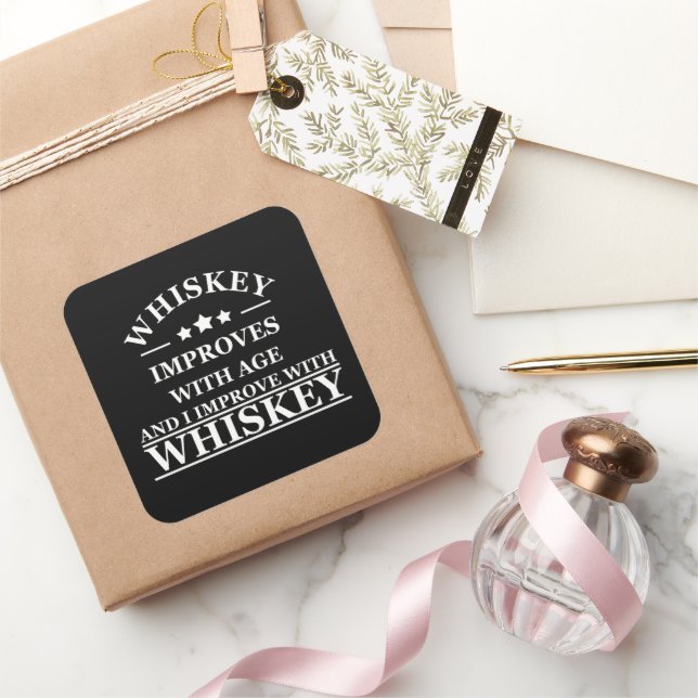 Whiskey zitiert lustige alkoholische Redewendungen Quadratischer Aufkleber (Schenken)