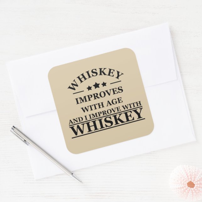 Whiskey zitiert lustige alkoholische Redewendungen Quadratischer Aufkleber (Umschlag)