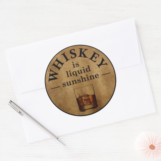 Whiskey zitiert lustige alkoholische Redewendungen Runder Aufkleber (Umschlag)