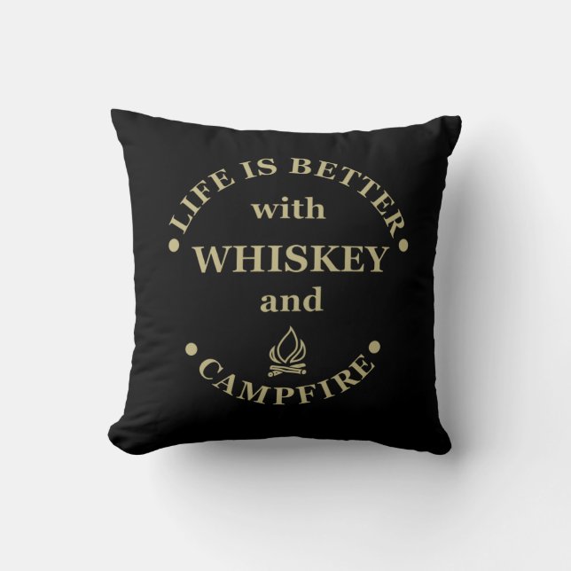 Whiskey zitiert lustige Camping Camper Redewendung Kissen (Vorderseite)