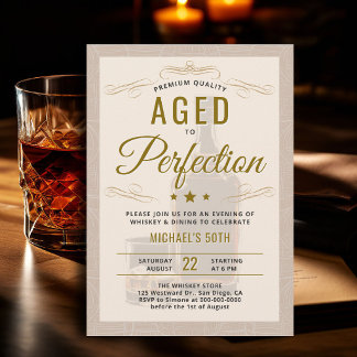 Whiskey zum perfekten Alter gereift Cream 50. Gebu Einladung