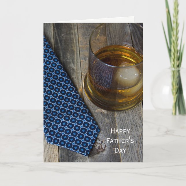 Whisky-Getränk und Krawatte aus Holz Karte (Vorderseite)