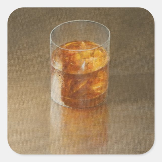 Whisky-Glas 2010 Quadratischer Aufkleber (Vorderseite)