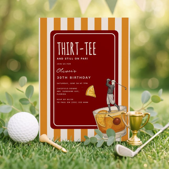 Whisky Golf Themed 30th Birthday Einladung (Von Creator hochgeladen)