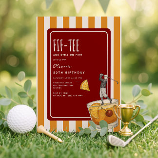 Whisky Golf Themed 50th Birthday Einladung