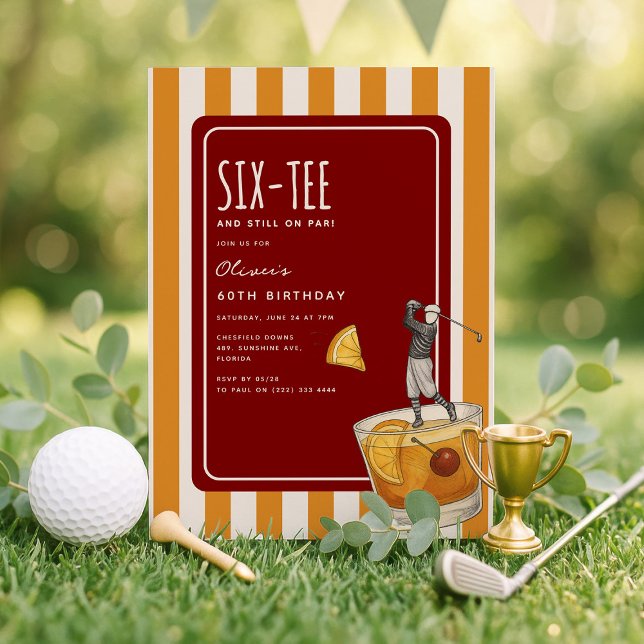 Whisky Golf Themed 60th Birthday Einladung (Von Creator hochgeladen)