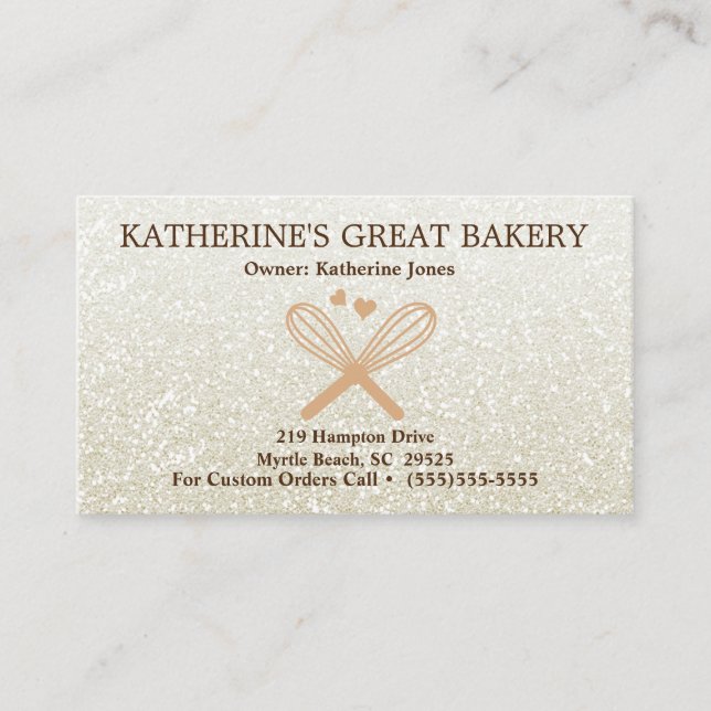 Whisky Liebe Glitzer Bäckerei Business Card Visitenkarte (Vorderseite)