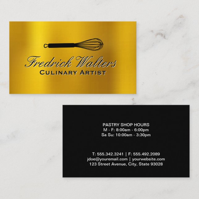 Whisky-Logo | Gold Metal Background Visitenkarte (Vorne/Hinten)