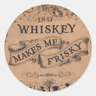 Whisky macht mich frisky runder aufkleber