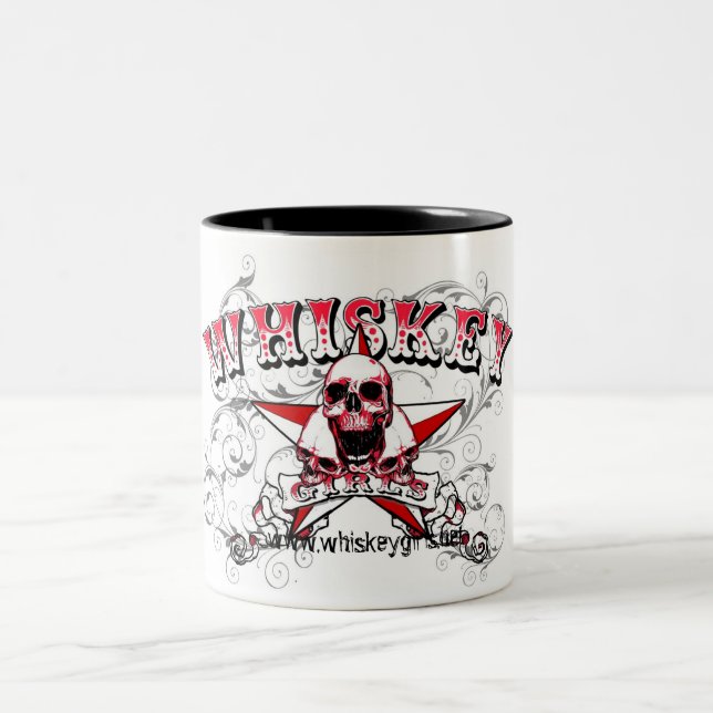 Whisky-Mädchen-Schädel-Tasse Zweifarbige Tasse (Mittel)