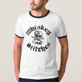 Whisky-und der Wecker-T-Shirt der Stich-Männer T-Shirt