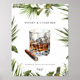 Whisky- und Zigarrenschild für tropische Bar Poster