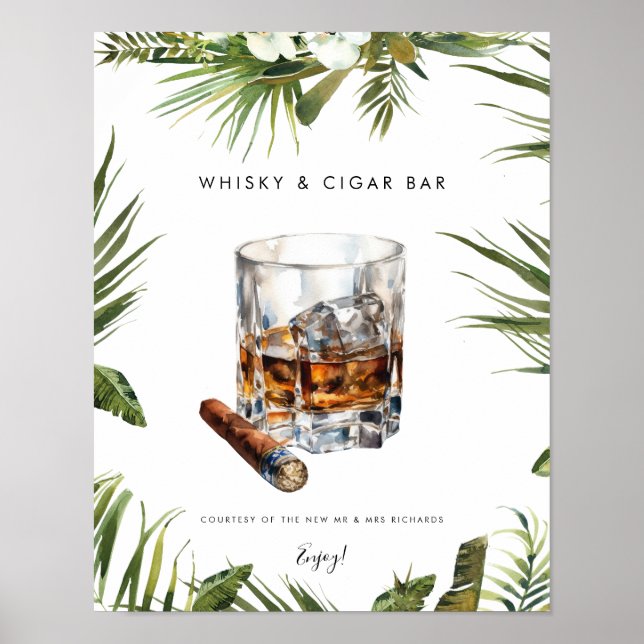 Whisky- und Zigarrenschild für tropische Bar Poster (Vorne)