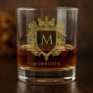 Whisky Verre à Whiskey Imprimé avec Blason de Monogramme