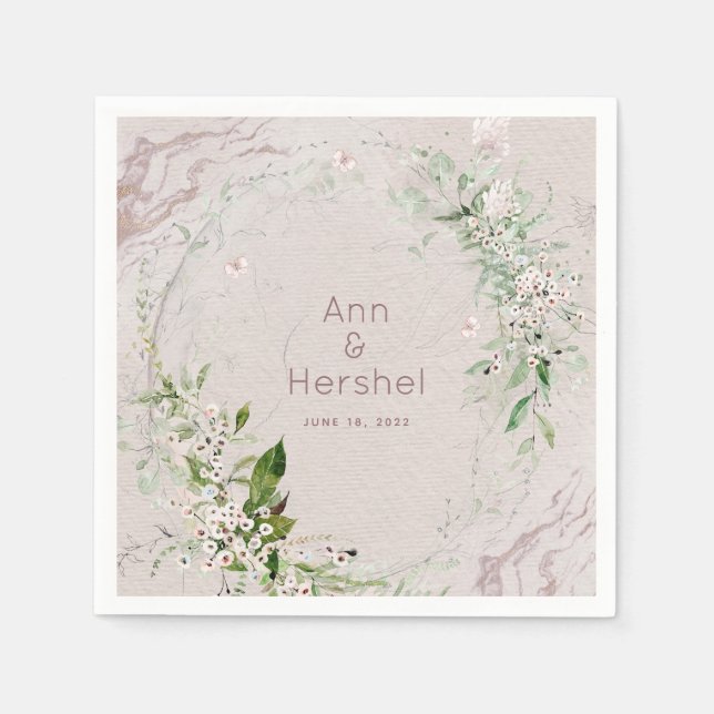 Whisper & Blush 2 Hochzeitcocktail Napkins Serviette (Vorderseite)