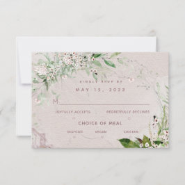 Whisper & Blush 2 Wedding 3 Meal Choice RSVP Card Karte