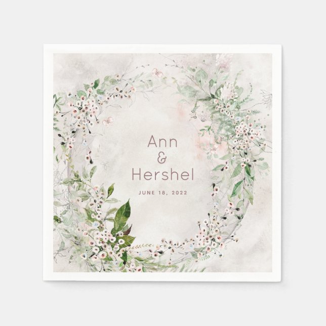 Whisper & Blush Wedding Cocktail Napkins Serviette (Vorderseite)
