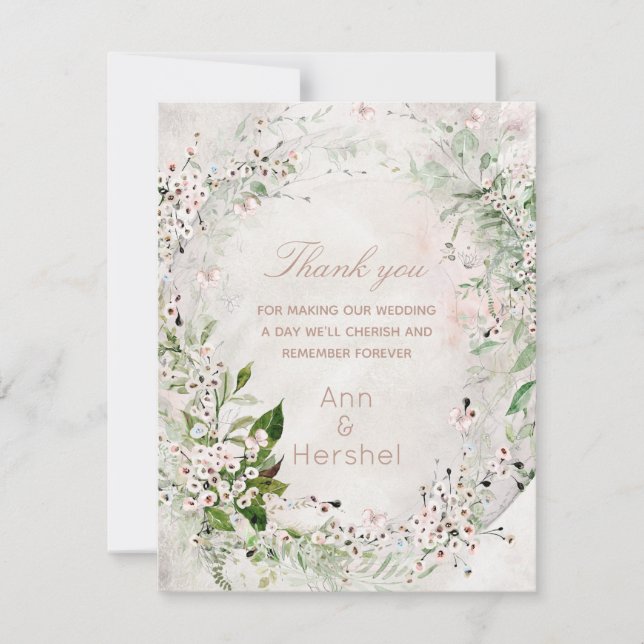 Whisper & Blush Wedding Dankeskarte (Vorderseite)