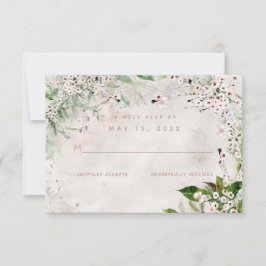 Whisper & Blush Wedding No Meal Choice RSVP Card Karte