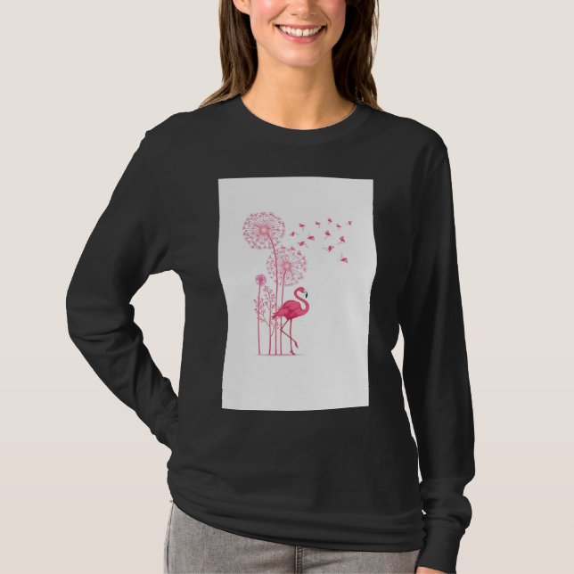 Whisper of Pink Dreams – Flamingo & Dandelion Fant T-Shirt (Vorderseite)