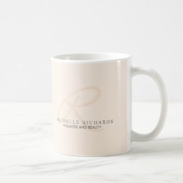 Whisper Pink Elegant Minimalistisches Monogramm Kaffeetasse