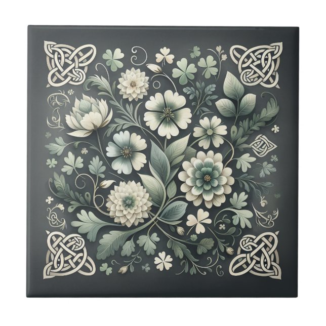 Whispered Clover Knotwork Garden Fliese (Vorderseite)