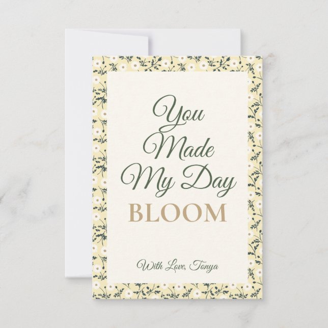 Whispering Meadow - Butter Yellow Floral Border Dankeskarte (Vorderseite)