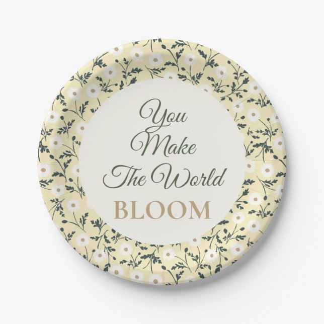 Whispering Meadow - Butter Yellow Floral Border Pappteller (Vorderseite)